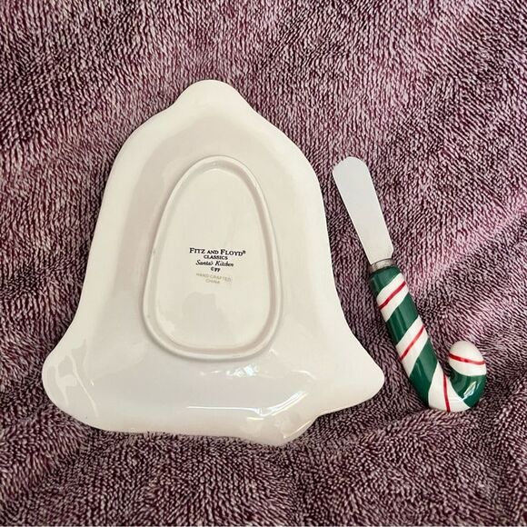 FITZ & FLOYD Santa’s Kitchen Snack Plate & Spreader, NIB! - Picture 6 of 8